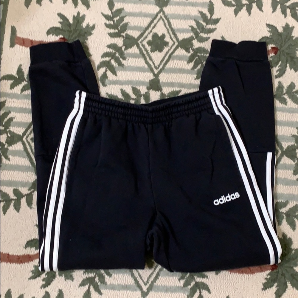 Adidas black and white joggers